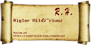 Rigler Hiláriusz névjegykártya